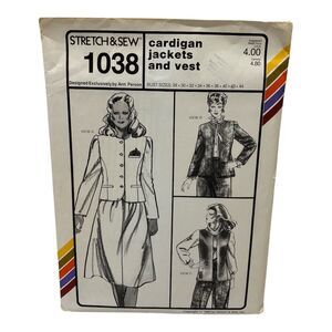 1982 Stretch and Sew Cardigan Jackets And Vests Design Patterns by Ann Person